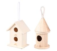 KOMBIUDA 5 Pcs Wooden Bird Nest DIY Craft Unfinished Natural Wood Color Birdhouse Pendant for Garden Decoration Home Adornment Suitable for Small Birds Like Canary Parrot Lark and