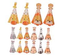 KOMBIUDA 5 Sets Jungle Animal Party Hats with Adjustable Elastics for Lion Tiger Elephant Paper Cone Caps Lightweight Comfortable Birthday Accessories for Zoo Jungle Theme Celebrations