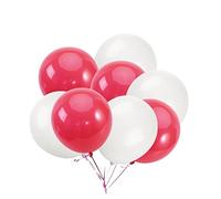 KOMBIUDA 50 Pcs 12 Inch Pearlescent Thick Round Latex Balloons for Party Decoration for Birthdays Weddings and Celebrations Red and Beige Color Mix