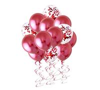 KOMBIUDA 50 Pcs Wine Red Rose Gold Sequin Latex Balloons Party Decoration for Weddings Birthdays Showers and Classroom Celebrations