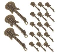 KOMBIUDA 50pcs Rustic Vintage Metal Guitar Charms for DIY Necklace Bracelet Making Zinc Alloy Music Instrument Pendants with Secure Loop for Crafting Keychain Accessories