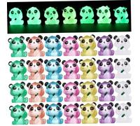 KOMBIUDA 56pcs Glow Dark Mini Resin Panda Figurines Lifelike Sitting Animal Statues with Whimsical Colors for Garden Home Party and Micro Landscape Decor