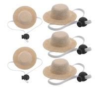 KOMBIUDA 5pcs Adjustable Mini Hats for Small Pets - Summer Sunhat with Elastic Chin Strap - Caps for Dogs, Cats, Chicks - Lightweight Accessories for Puppies and Small Animals