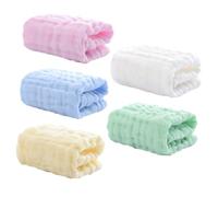 KOMBIUDA 5Pcs Burp Cloth Pure Cotton Multi Layer Newborn Towels Highly Absorbent Drooling Bibs for Sensitive Skin Care