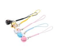 KOMBIUDA 5Pcs Cat Pendant Keychain with Copper Bells Phone and Bag Hanging Decor Cute Cat Design Accessories for Rings and Pet Charm Decorations