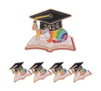 KOMBIUDA 5Pcs Class of 2026 Graduation Brooch - Graduation Cap Badge - 2026 Grad Lapel Pin - Last School Day Pin - Cat Lying On Book Lapel Badges