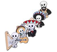 KOMBIUDA 5pcs Enamel Cartoon Skull Brooch Pins Mixed Style Lapel Badges for Clothes Hats Backpacks Secure Pin Back Cute Fashion Accessories Gift