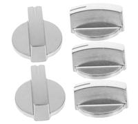KOMBIUDA 5pcs Gas Stove Knobs Rotary Control On-off Metal Switch Knobs for Built-in Double Burner Gas Hob Ignition 45 Degree Steel Square Turn Kitchen Replacement