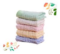 KOMBIUDA 5pcs Little Babybum Muslin Squares for Girls Absorbent Hand Towel Washcloth for Shower Cotton Soft Skin-Friendly No Chemical Solid Colors