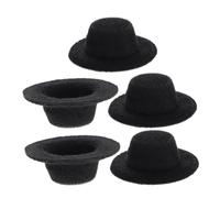 KOMBIUDA 5pcs Miniature Doll Formal Hats Lightweight Cloth Decorative Mini Hats for DIY Crafting and Doll Accessories Adorable Tiny Black Jazz Caps for Hand Made Ornament