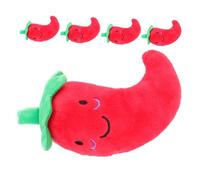 KOMBIUDA 5pcs Plush Squeaky Dog Set with Chili Pepper Shape, Sturdy Chew for Teething Training, Interactive Soft Plush Pet Supplies for Dogs and Cats Indoor Play