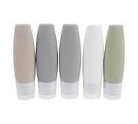 KOMBIUDA 5pcs Travel Bottles Set: 90ml Leak Proof Silicone Squeezable Containers for Toiletries Refillable Travel Accessories for Conditioner Shampoo Lotion