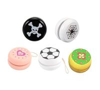 KOMBIUDA 5Pcs Wooden Yo Yo for Early Educational Wrist Strength Exercise Hand Eye Coordination Development for Boys