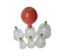 KOMBIUDA 6 PC Transparent Vacuum Cupping Set with Rubber Ball for Chinese Body Therapy Safe Self-Managed Physical Massage Comfortable Rounded Edges Suction for Home Use