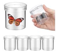 KOMBIUDA 6pcs Bug Magnifier Container Set, Plastic Insect Observation Jars 3x Magnifying Lens, Outdoor Exploration and Educational Nature Collector Cage