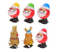 KOMBIUDA 6pcs Christmas Wind Up Vintage Style Santa and Reindeer Clockwork Playthings Plastic and Metal Holiday Party Favors for Festive Stocking Fillers and Decorations
