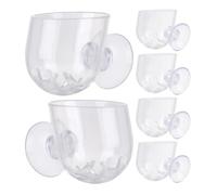 KOMBIUDA 6pcs Clear Acrylic Aquarium Plant Pot with Suction Cups Round Fish Tank Feeder for Red Worms and Terrarium Feeding Versatile Snail Dish and Tank Plant Holder for Organized Aquatic