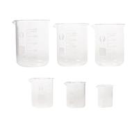 KOMBIUDA 6pcs Measuring Beaker Set Glass, Stable Construction High Temperature Resistance Glass Lab Beakers for Professional Labs and Education, Accurate Liquid Measurement Cups