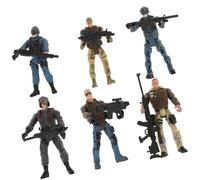 KOMBIUDA 6pcs Military Soldier Action Figures Set with Movable Joints, Small Army Men Playset with Accessories for Boys’ Role Play and Sand Table Decor
