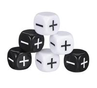 KOMBIUDA 6Pcs Plus Minus Sign Dice Black White Counting Dice for Math Learning Party Games Classroom Activities Easy to Read Dots