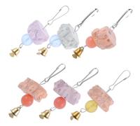 KOMBIUDA 6Pcs Portable Parrot Chewing Natural Calcium Stones with Bells for Bird Cage Decoration and Mental Health Improvement Parrot Accessories for Small Birds