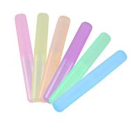 KOMBIUDA 6pcs Portable Toothbrush Case Lid Make up Brush Travel Holder Toothpaste Toothbrush Holder Squeezer Tooth Brush Folding Toothbrush Travel Bathroom Holder Rechargeable Phone Cord Pp