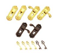 KOMBIUDA 6Pcs Scale Metal Dollhouse Hardware with Keys Decorative Accessories for Victorian and Rustic Mini House Decorations