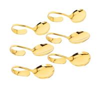 KOMBIUDA 6pcs Stainless Steel Bent Handle Serving Spoons Curved Design for Salad Buffet Parties Ramen Spoon Multipurpose Food Serving Utensils