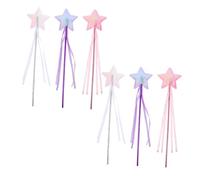 KOMBIUDA 6pcs Star-shaped Fairy Princess Wands Soft Fabric Magical Dress-up for Birthday Halloween Party Favors Christmas Celebration