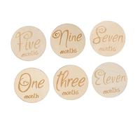 KOMBIUDA 6pcs Wooden Discs Single Sided Newborn Monthly Cards for Capturing Special Moments Design for First Year Keepsakes