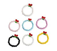 KOMBIUDA 7pcs Beaded Rings Bohemian Style Elastic Stretch Jewelry for Women Colorful Stackable Finger Rings for Teens