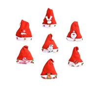 KOMBIUDA 7Pcs Christmas Hats Set with Santa Snowman Reindeer Bear Doll Decorations Festive Xmas Party Caps for Boys and Holiday Celebration