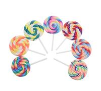 KOMBIUDA 7PCS Large Spiral Lollipop Props Colorful Swirl Candy Decorations Fake Polymer Clay Lollipops for Christmas Candyland Party Favors and Photo Booth Centerpieces