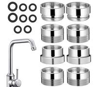 KOMBIUDA 8pcs Copper Faucet Adapter Kit with Multiple Thread for Kitchen Bathroom Sink Easy to Install Male Female Connectors for Water Filters and Hose Connections