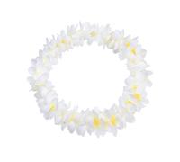 KOMBIUDA 8pcs Hawaiian Flower Wreath Set Thicken Floral Garland Neck Pendant Wristband Hairband for Tropical Party Decorations Wedding Beach Theme Events White Pink