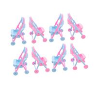KOMBIUDA 8pcs Mini Pretend Play Doll Stroller Realistic Doll Push Pram for Role Play Plastic Construction Easy to Clean Nursery House Accessories