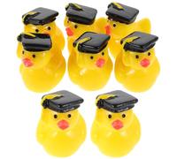 KOMBIUDA 8pcs Mini Resin Graduation Ducks with Caps Tiny Figurines for Dollhouse Fairy Garden Aquarium Decor Charming Ornaments for Home Desk Decoration