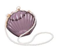 KOMBIUDA Acrylic Shell Crossbody Bag with Manmade Pearl Decor for Women Spacious Shoulder Handbag with Easy Open Closure Stylish Black Shell Purse for Cards Phone Cosmetics and Keys
