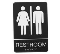 KOMBIUDA Acrylic Unisex Restroom Sign Self-adhesive Gender Neutral Toilet Marker for Business Offices and Restaurants with Braille for Clear Identification