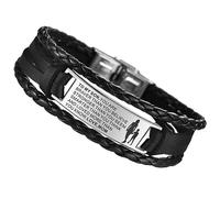 KOMBIUDA Adjustable Leather Punk Bracelet for Men Sons Durable Leather Band with Inspirational Message Stylish Gift From Mom for Hip Hop Street Dance and Punk Fashion Fans