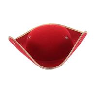 KOMBIUDA Adjustable Pirate Tricorn Hat for Adults Unisex Red Carnival Pirate Hat for Halloween Costume Parties and Comfortable Caribbean Captain for Themed Dress Up and Stage Performances
