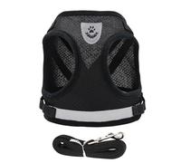 KOMBIUDA Adjustable Reflective Small Dog Harness and Leash Set for Puppies and Kittens Breathable Mesh Comfort Vest with Escape Design High Visibility Safety for Small Breeds Outdoor