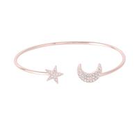KOMBIUDA Adjustable Rose Gold Moon and Star Bracelet Shining Rhinestone Decor Fashionable Open Cuff for Women Stylish Wrist Jewelry gift for for for for for for