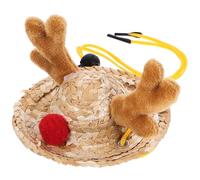 KOMBIUDA Adjustable Small Animal Christmas Reindeer Hat for Hamsters and Hedgehogs, Hand-Knitted Mini Pet Costume Cap Strap, Cute Headwear for Xmas Party