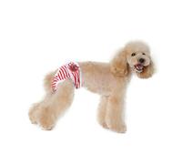 KOMBIUDA Adjustable Stripe Pattern Pet Sanitary Pants for Female Dogs Breathable Dog Diapers for Menstruation Soft Comfortable Pet Safety Pants in Red S Protects Home Furnishings From