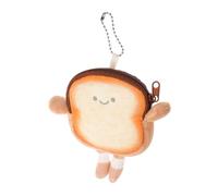 KOMBIUDA Adorable Mini Toast Coin Purse with Zipper Cute Cartoon Bread Shape Small Storage Bag for Coins Earphones and Cables Portable and Wallet for Students and Young People