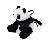 KOMBIUDA Adorable Plush Panda Backpack Large Capacity Bag with Metal Zipper Soft Cartoon Animal Storage Bag for Boys and Black and White