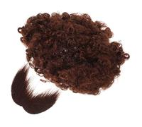 KOMBIUDA Afro Wig and Fake Mustache Set for Men Brown Curly Hair and Beard Kit Comfortable Soft Pirate Costume Accessory for Themed Parties and Cosplay Events