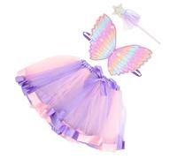 KOMBIUDA Angel Costume for Halloween Fairy Wings with Wand and Short Skirt Butterfly Flying Wing Dress Up Cosplay Outfit for Party and Photo Shoot
