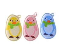 KOMBIUDA Baby Bath Scrubbers 3pcs Set, Cartoon Penguin Baby Bath Towels Exfoliating Body Scrubbers for Infants, Wear-Resistant Portable Shower Tool for Newborns and Toddlers Bathing
